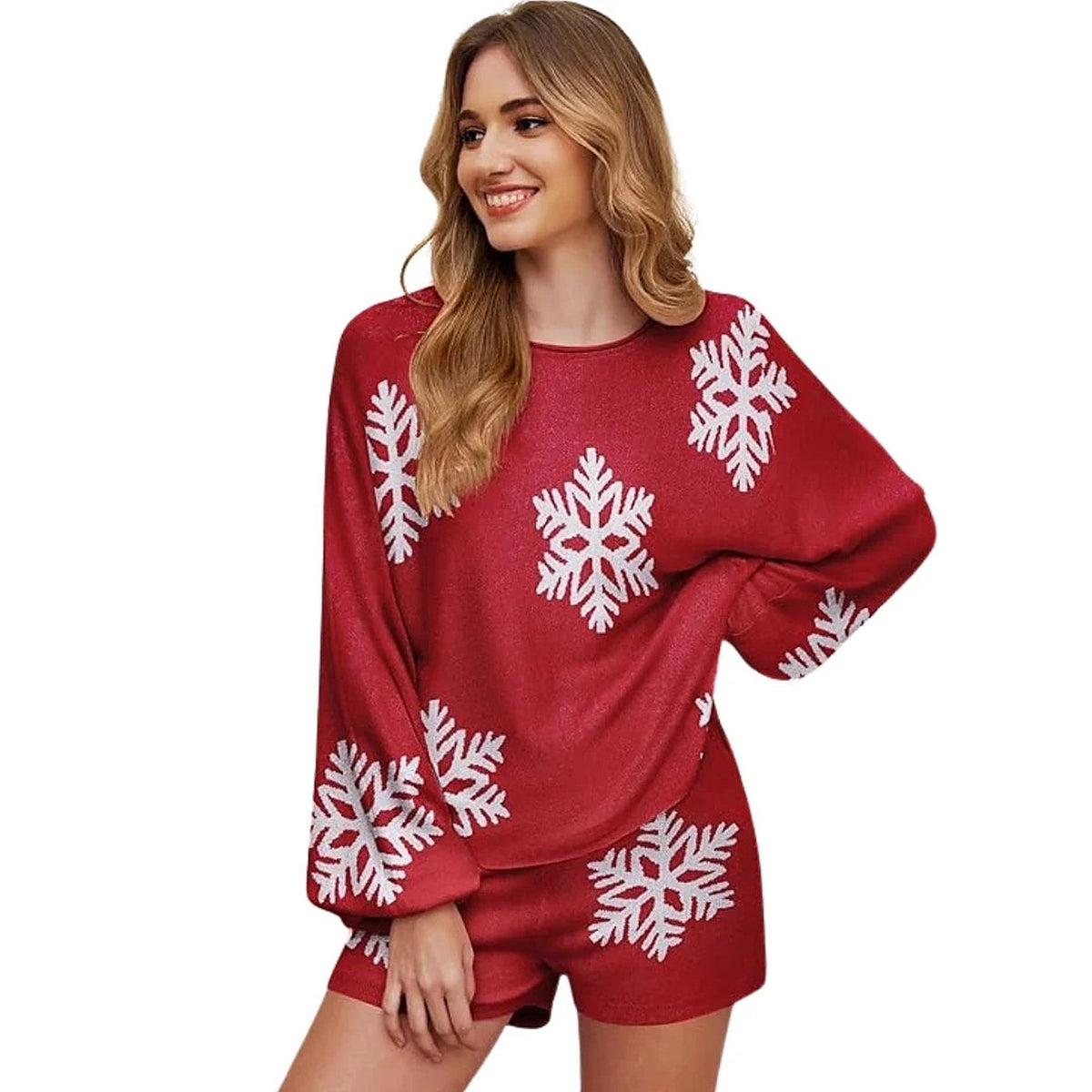 Christmas Pajamas - Knit Snowflake Shorts Set