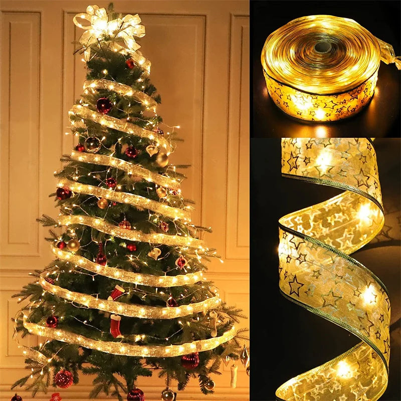 Christmas Ribbon Fairy Lights for Decoration