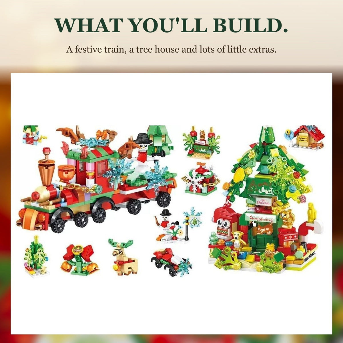 Christmas Train and Tree House Brick Advent Calendar, 699-Piece Set
