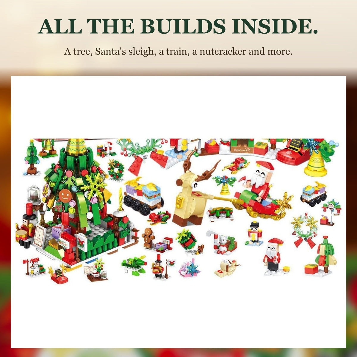 Santa's Sleigh and Christmas Tree Brick Advent Calendar, Mini Holiday Builds