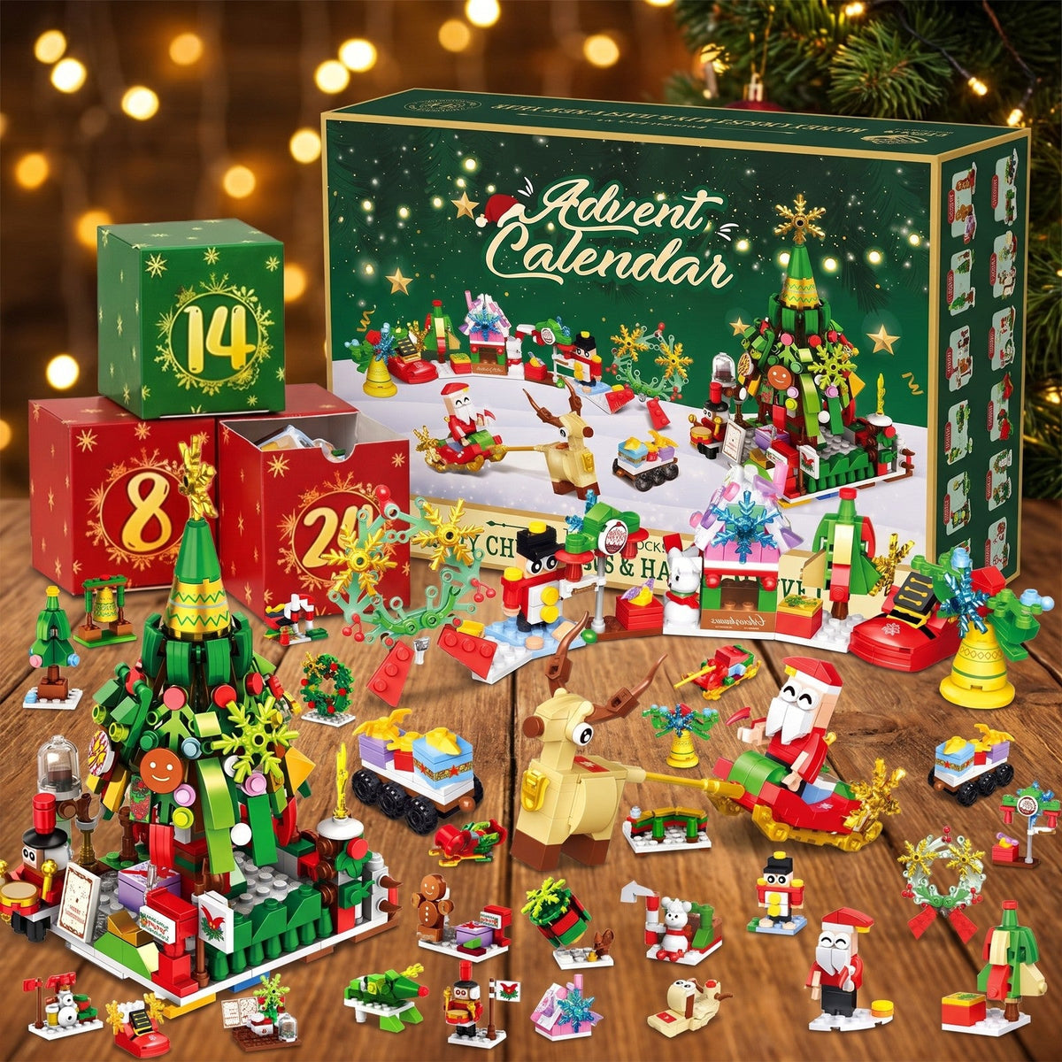 Santa's Sleigh and Christmas Tree Brick Advent Calendar, Mini Holiday Builds