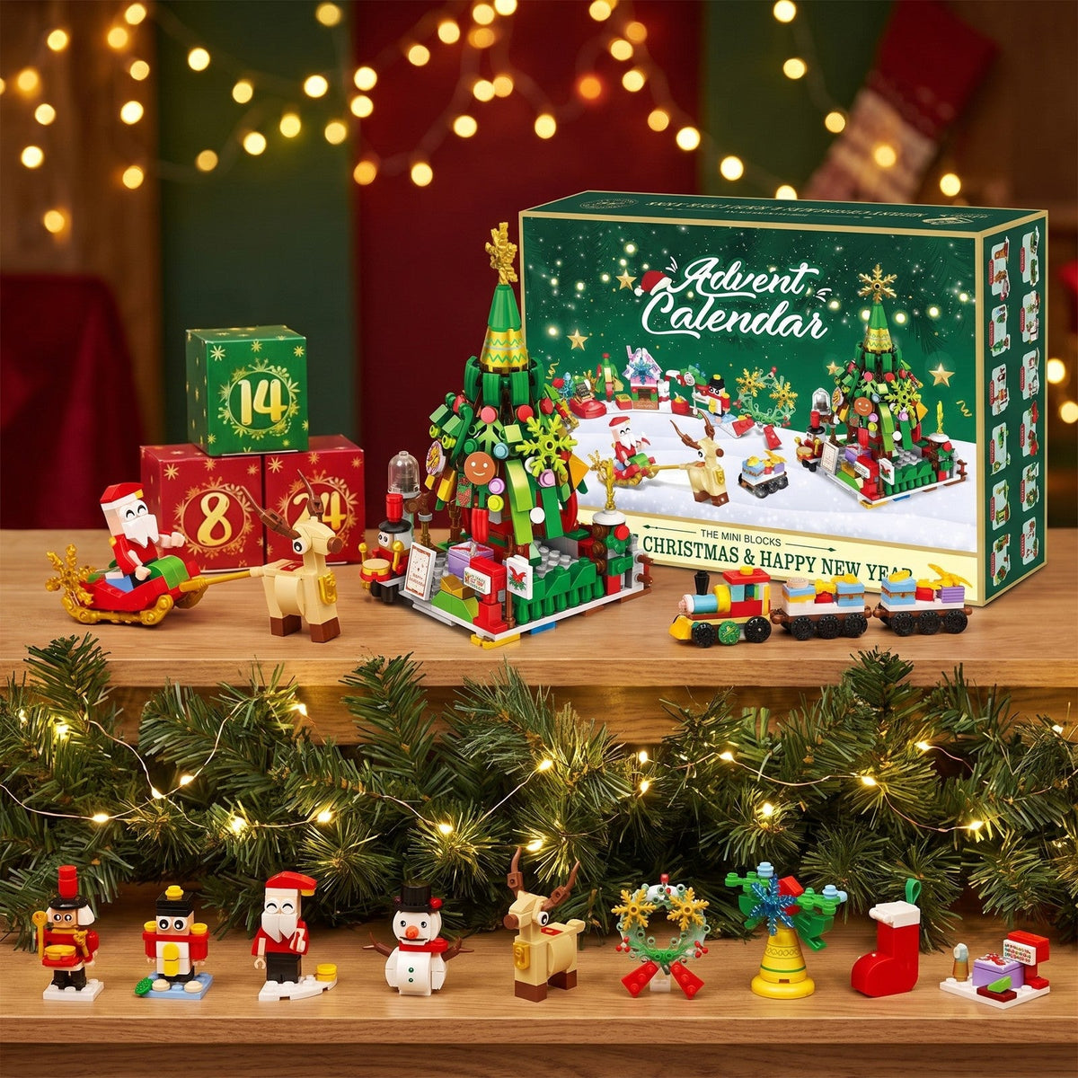 Santa's Sleigh and Christmas Tree Brick Advent Calendar, Mini Holiday Builds