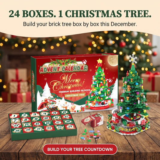 24-in-1 Christmas Tree Brick Advent Calendar with String Lights