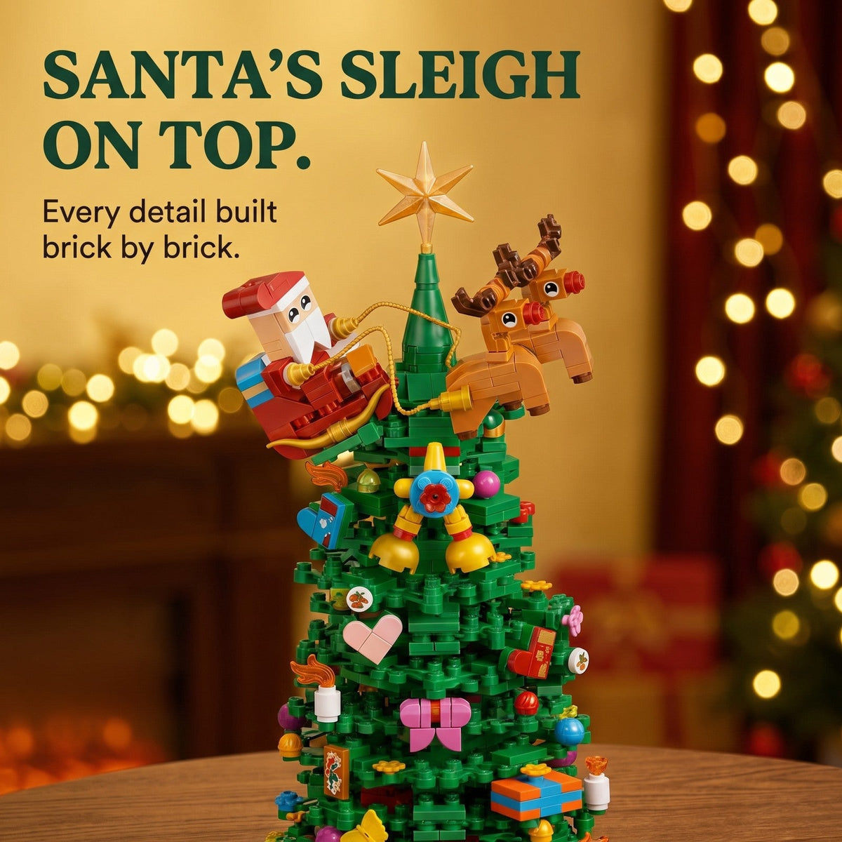 Christmas Tree Brick Advent Calendar, 833 Pieces in 24 Mystery Boxes