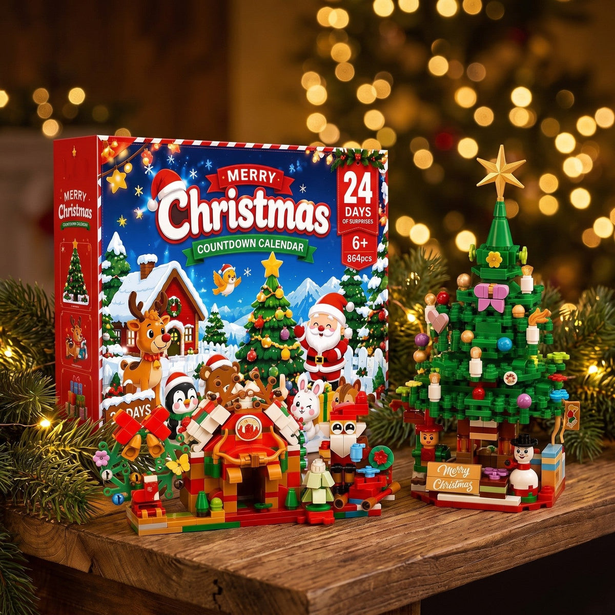 Christmas Village Brick Advent Calendar, 864-Piece Holiday Display