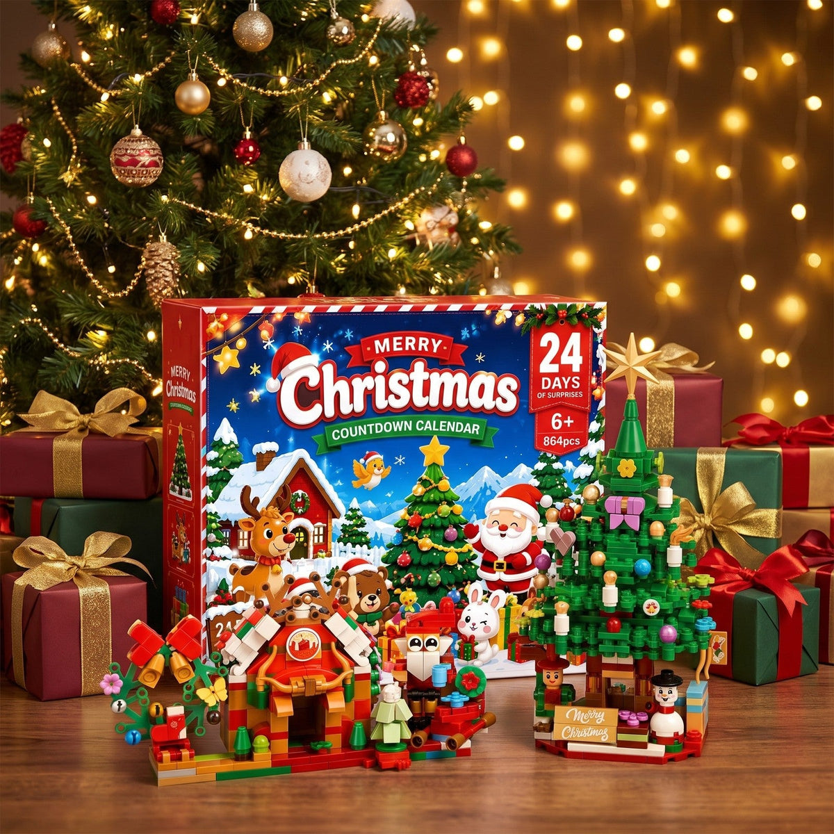 Christmas Village Brick Advent Calendar, 864-Piece Holiday Display