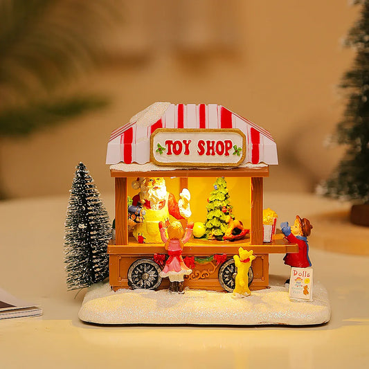 Christmas Village Toy Shop Scene with LED Lights and Music