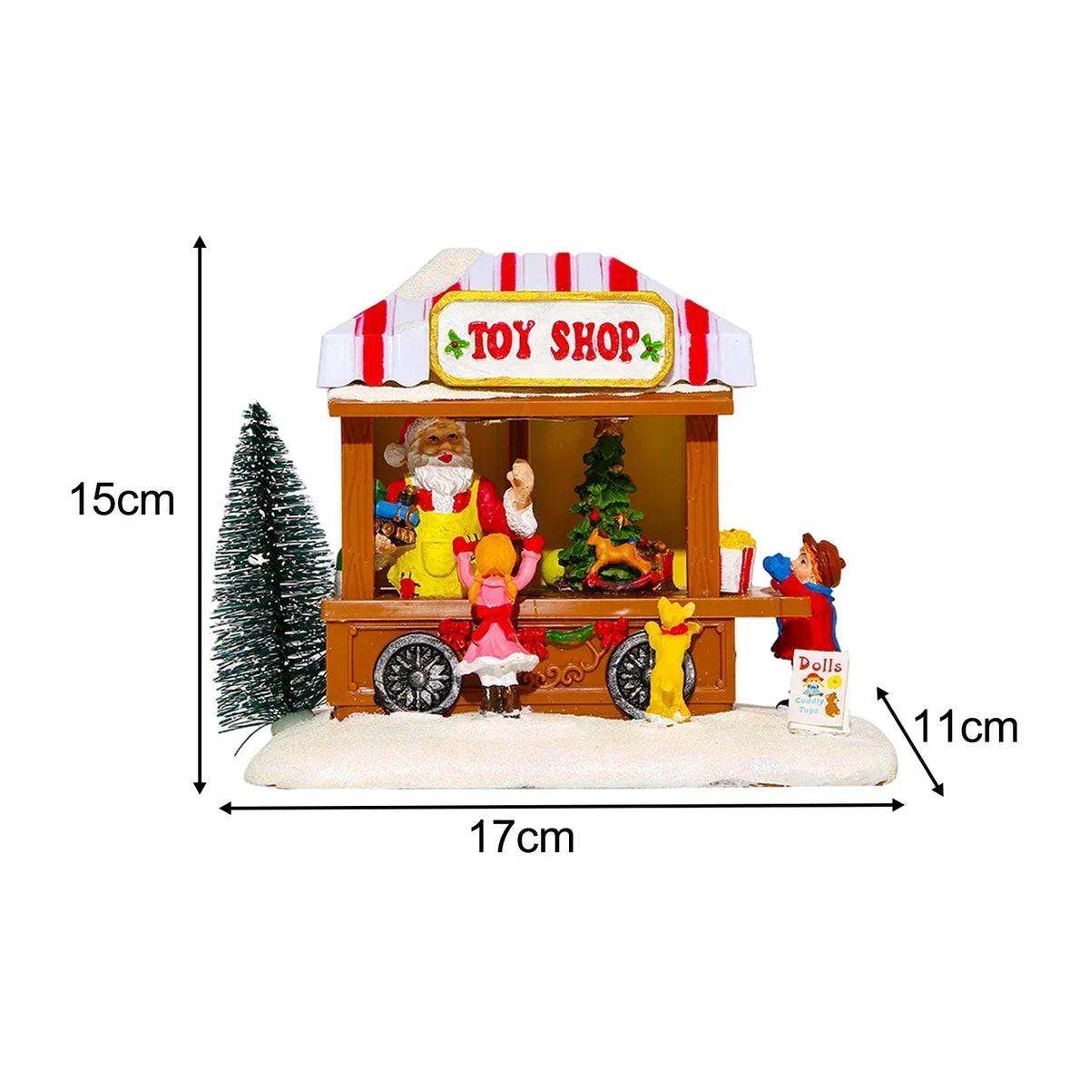 Christmas Village Toy Shop Scene with LED Lights and Music