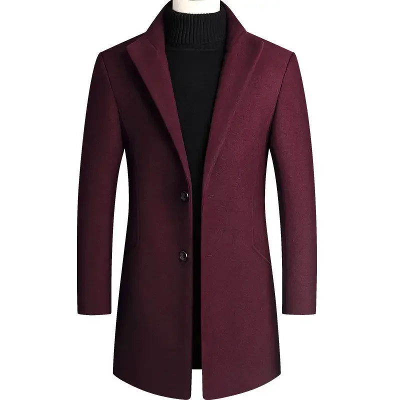 Christopher | Men's Mid-Length Mandarin Collar Overcoat - Image 1