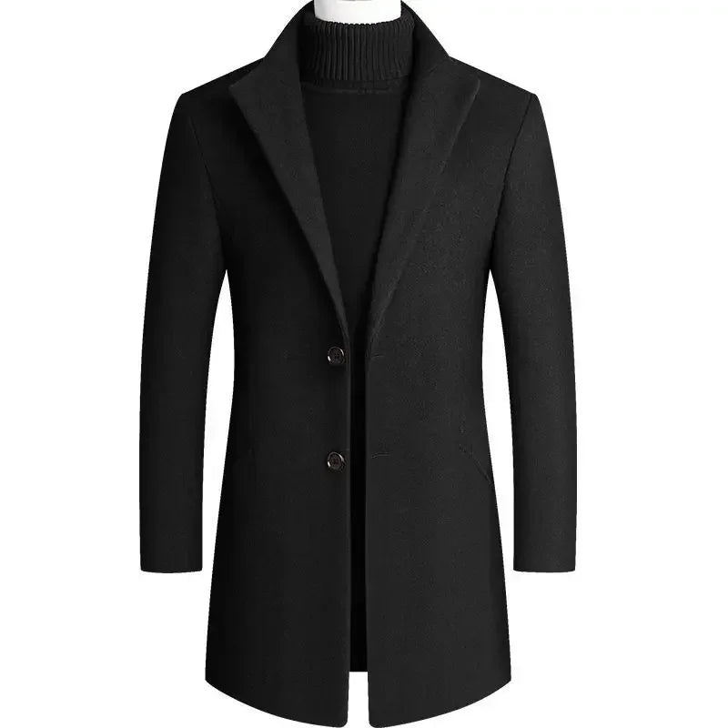 Christopher | Men's Mid-Length Mandarin Collar Overcoat - Image 2