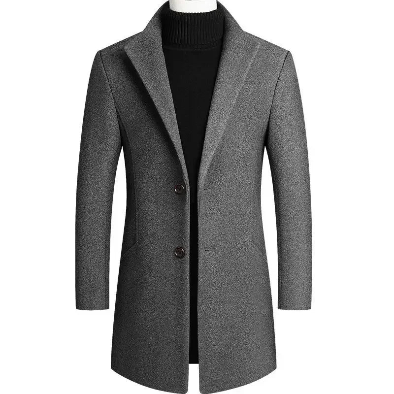 Christopher | Men's Mid-Length Mandarin Collar Overcoat - Image 4