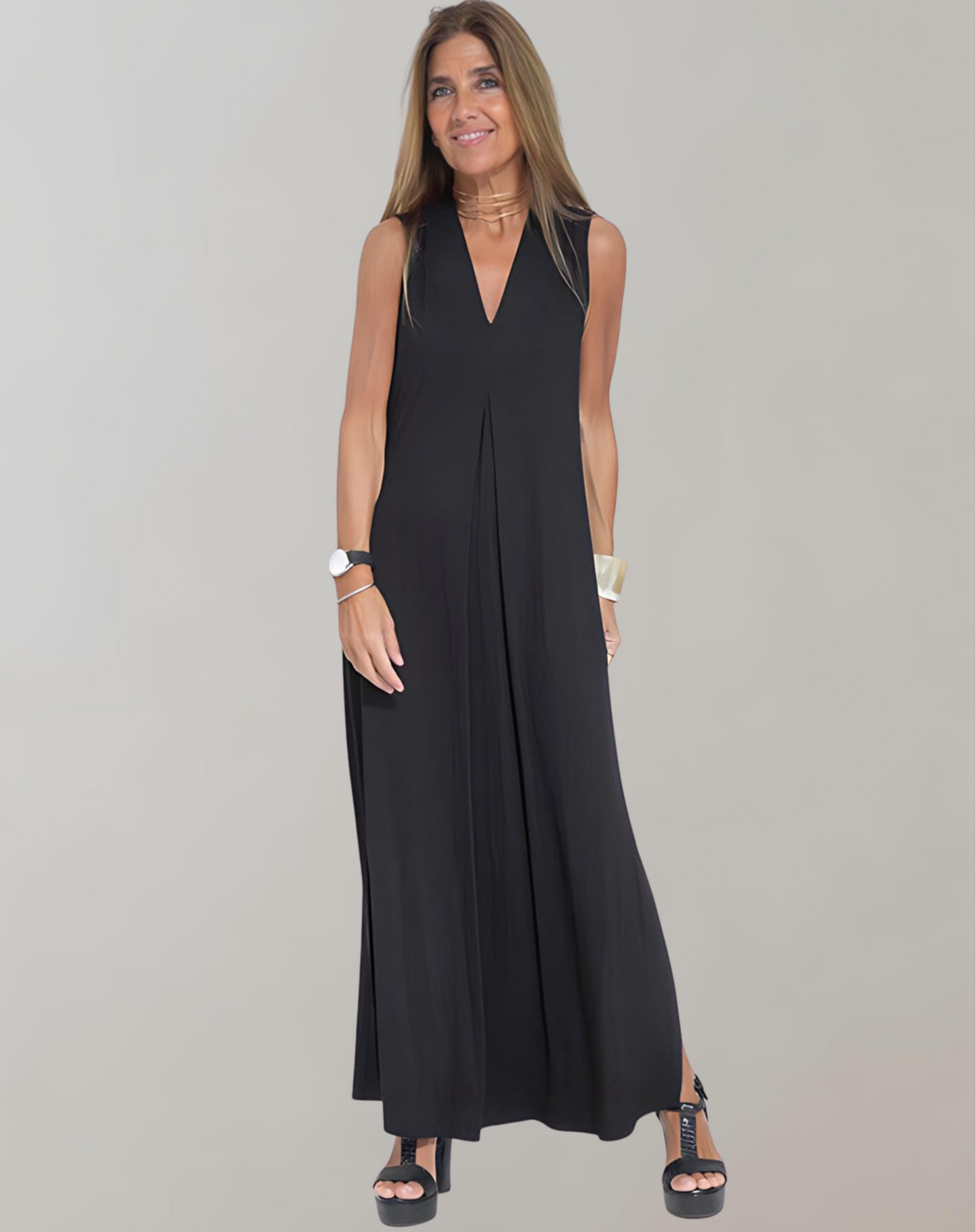Image of Clara | Women's Sleeveless V-Neck Maxi Dress