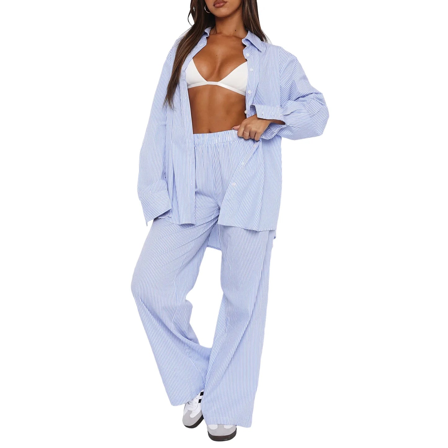 Clara | Women's Elastic Waist Striped Sweatpants - Image 1