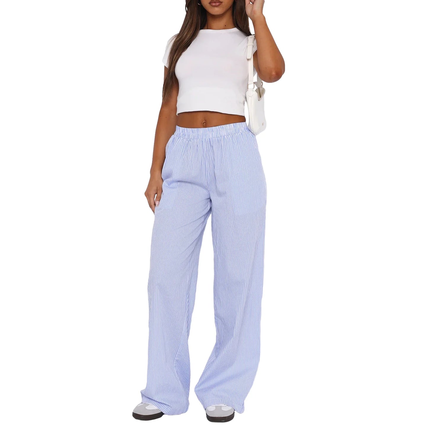 Clara | Women's Elastic Waist Striped Sweatpants - Image 2