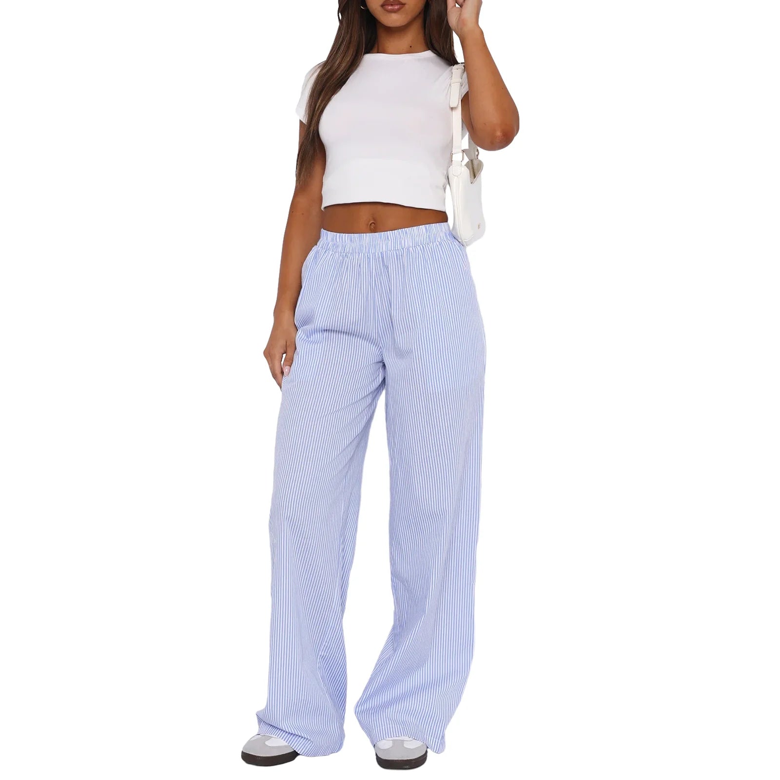 Clara | Women's Elastic Waist Striped Sweatpants - Image 2