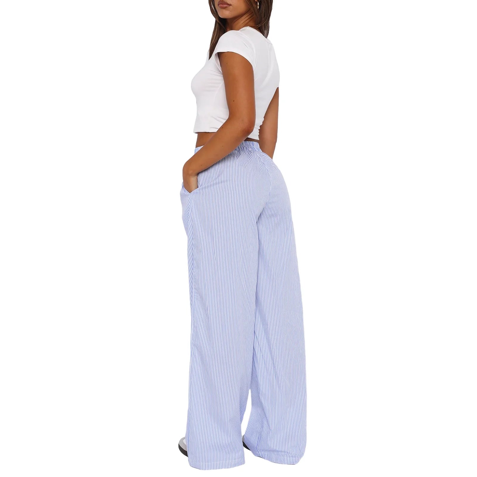 Clara | Women's Elastic Waist Striped Sweatpants - Image 3