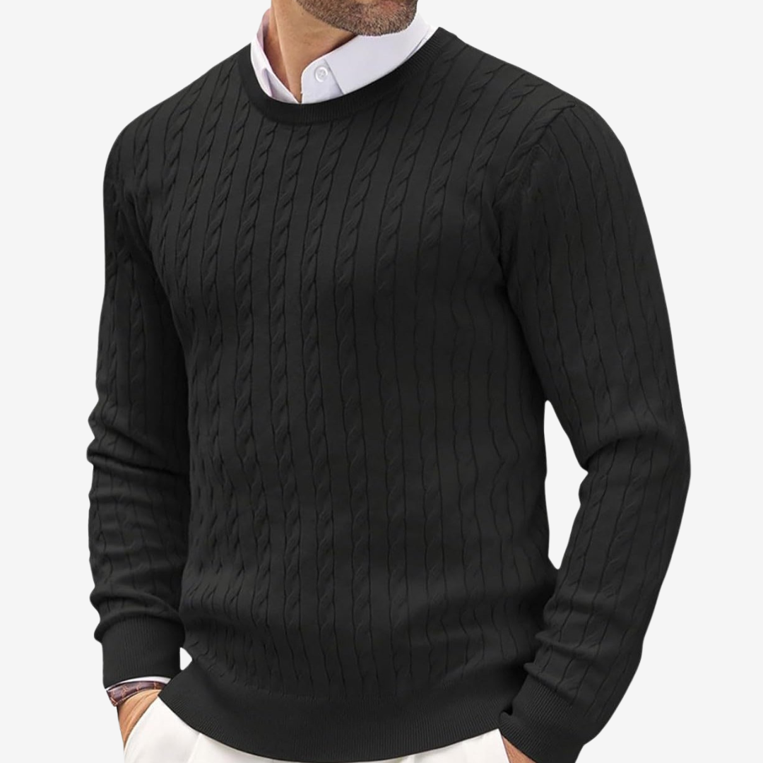 Image of Cody | Men's Crew Neck Cable Knit Sweater