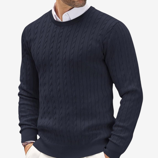 Image of Cody | Men's Crew Neck Cable Knit Sweater