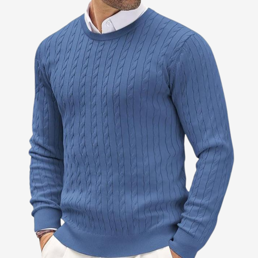 Image of Cody | Men's Crew Neck Cable Knit Sweater