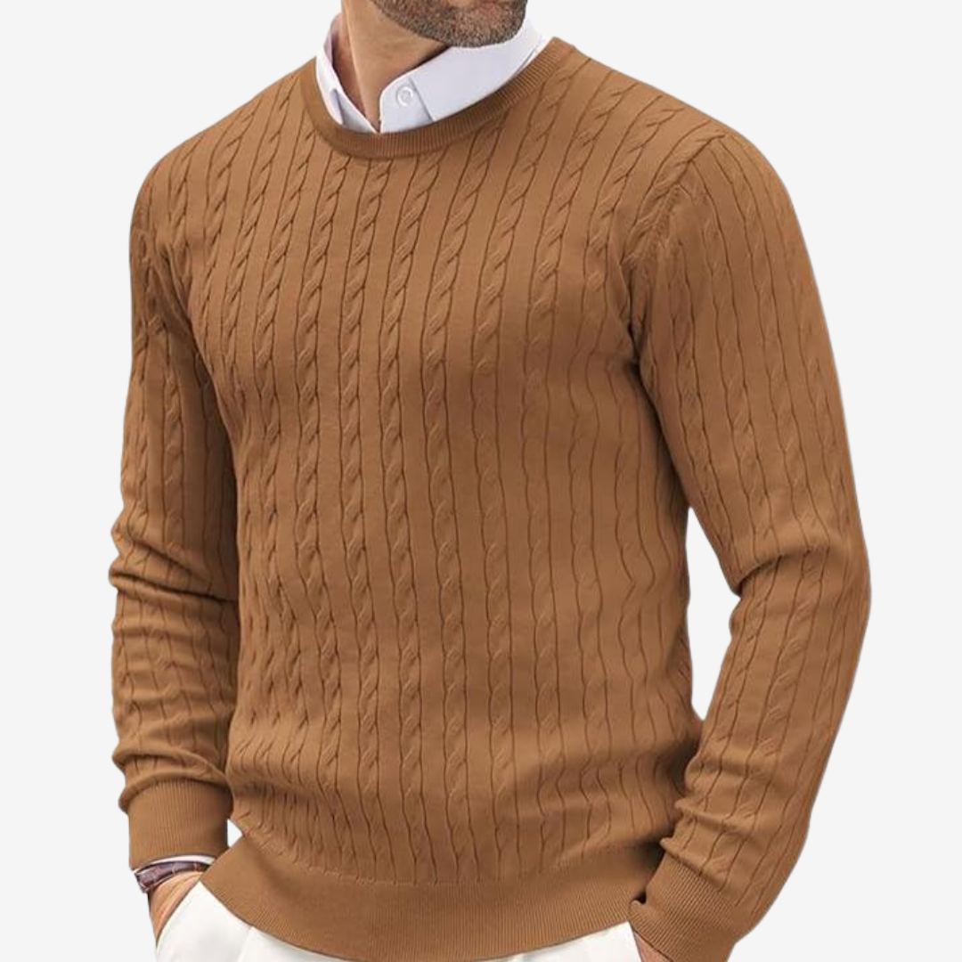 Image of Cody | Men's Crew Neck Cable Knit Sweater