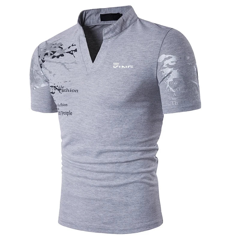 Image of Cole | Men's Slim Fit V-Neck Polo Shirt