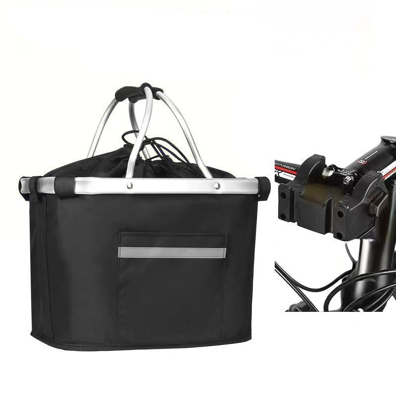 Collapsible Insulated Front Bike Basket with Quick-Release Mount and Waterproof Liner