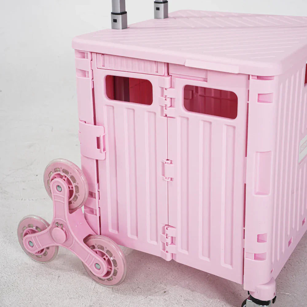 Collapsible Rolling Storage Crate with Swivel or Stair Wheels