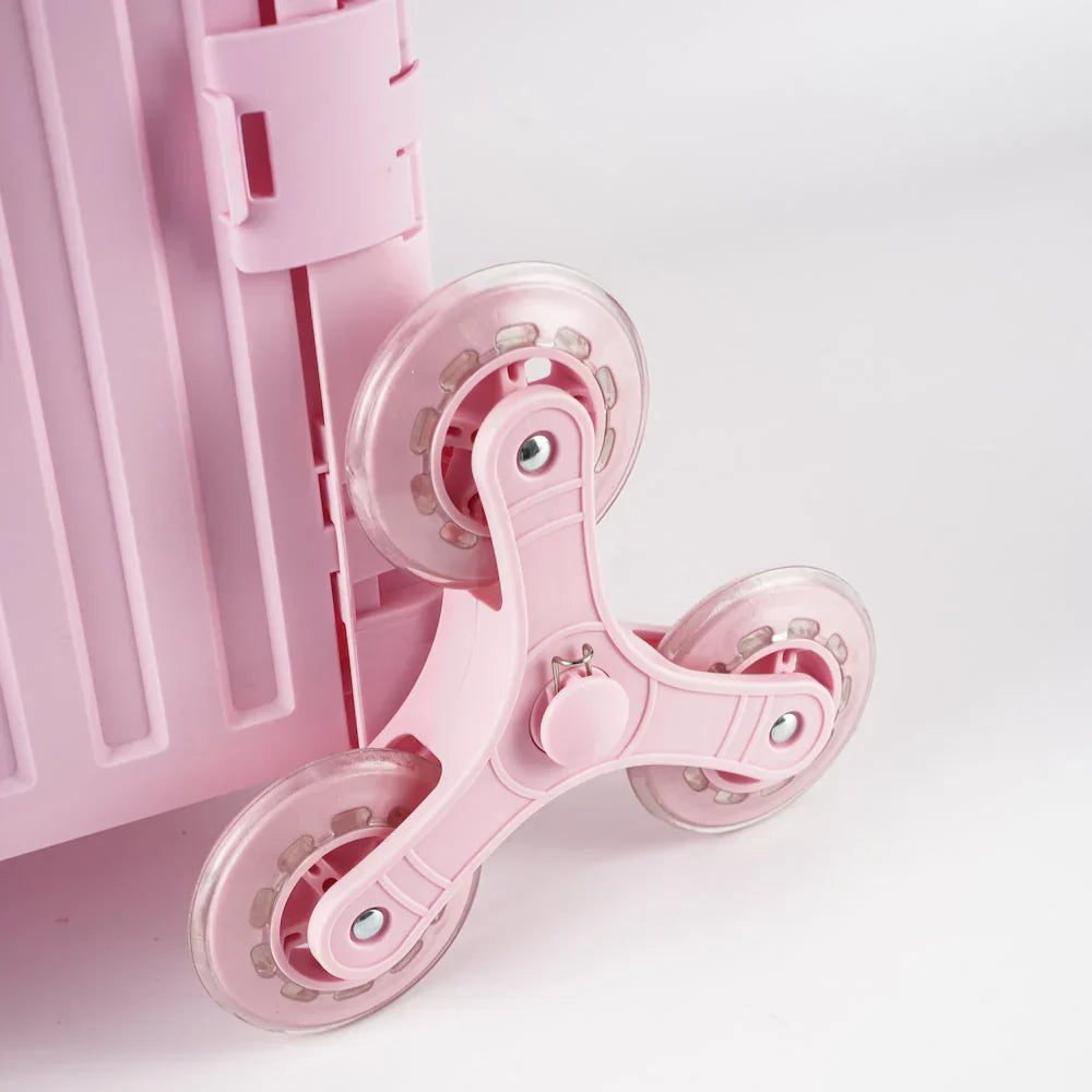 Collapsible Rolling Storage Crate with Swivel or Stair Wheels