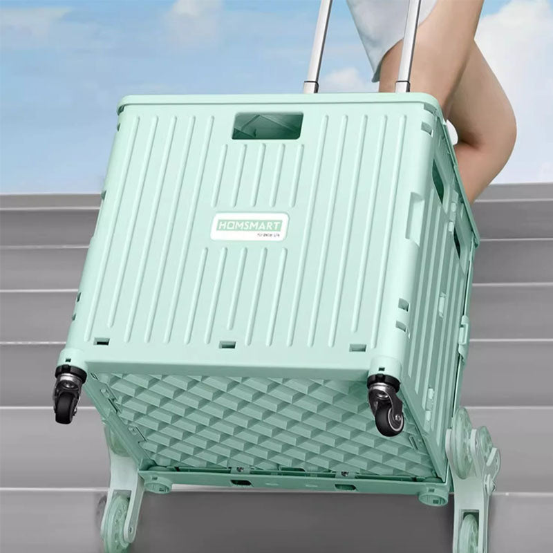 Collapsible Rolling Storage Crate with Swivel or Stair Wheels