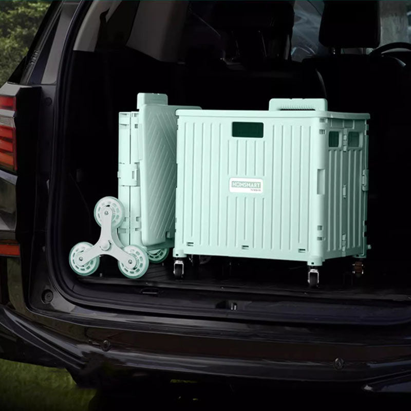 Collapsible Rolling Storage Crate with Swivel or Stair Wheels