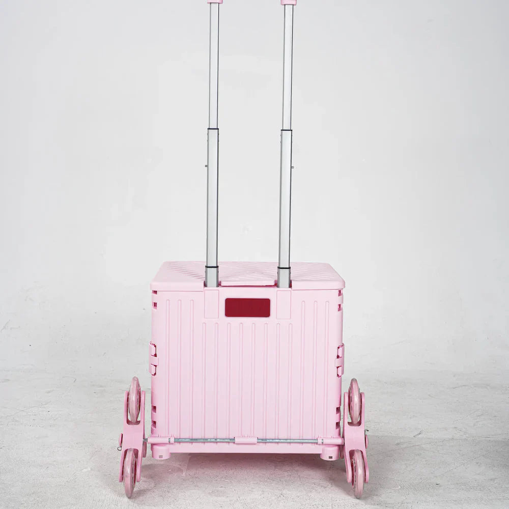 Collapsible Rolling Storage Crate with Swivel or Stair Wheels