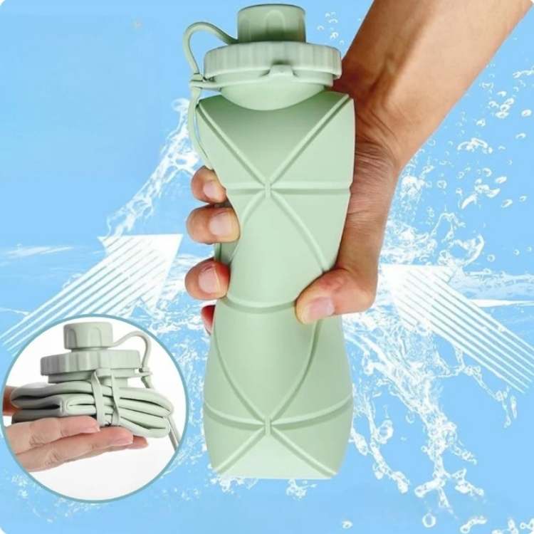 Collapsible Silicone Sports Water Bottle Eco-Friendly Leak-Proof Portable