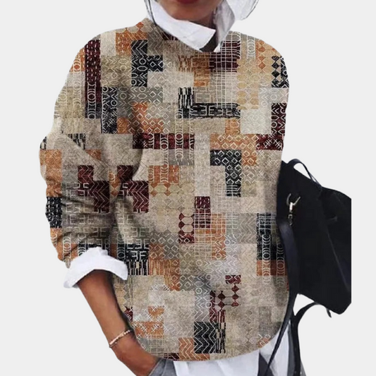 Image of Colleen | Women's Printed Relaxed Fit Pullover Sweater