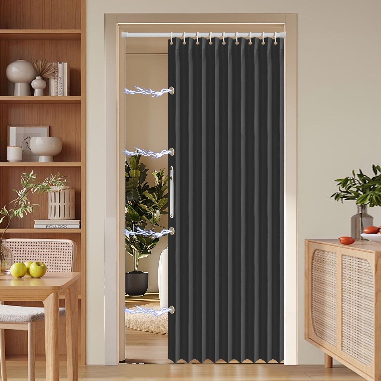Colorful Magnetic Folding Door Curtain – Space-Saving Room Divider for Home and Business – Machine Washable Polyester