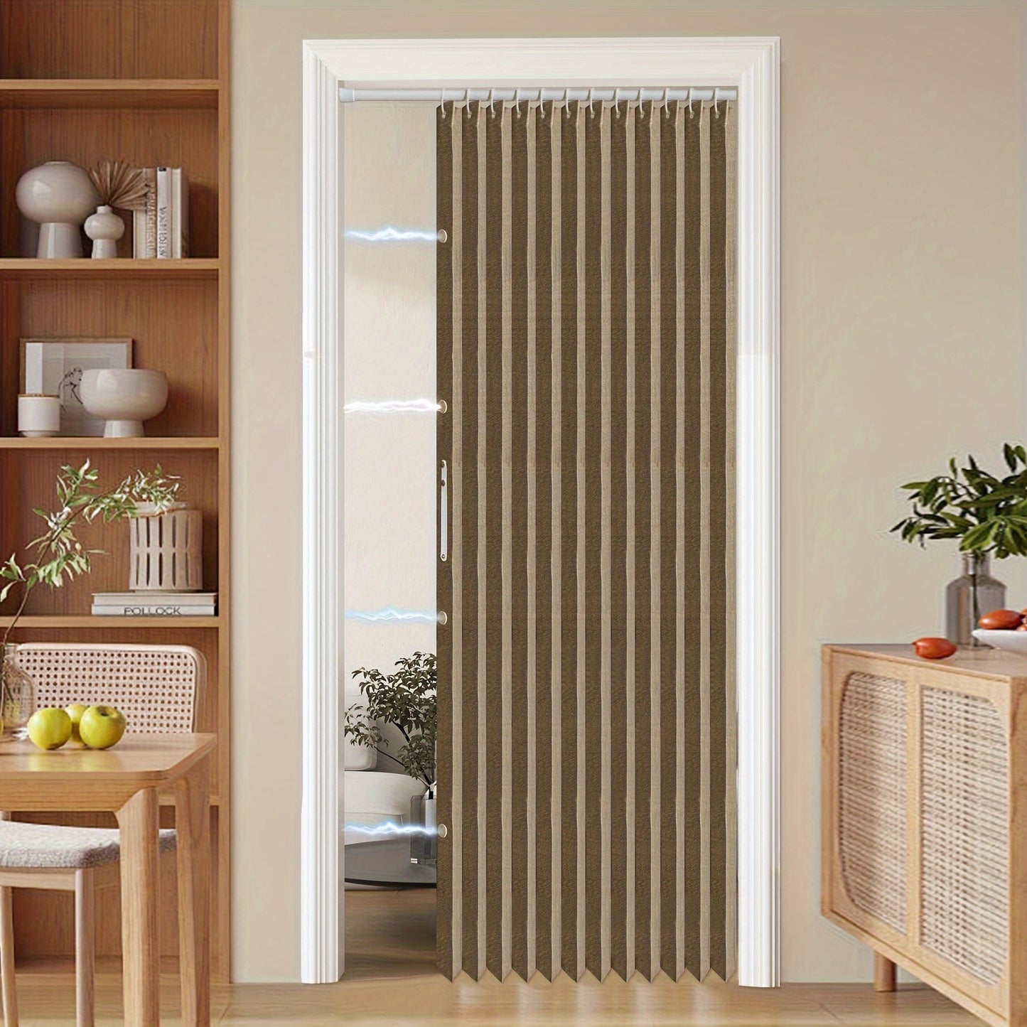 Colorful Magnetic Folding Door Curtain – Space-Saving Room Divider for Home and Business – Machine Washable Polyester