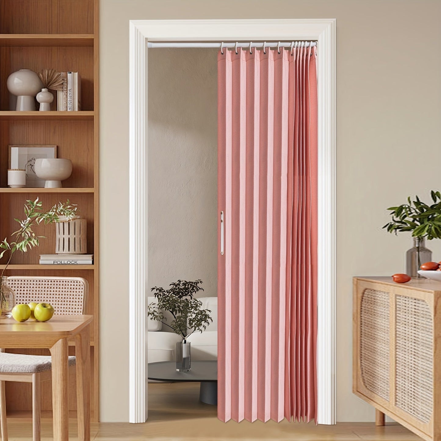 Colorful Magnetic Folding Door Curtain – Space-Saving Room Divider for Home and Business – Machine Washable Polyester