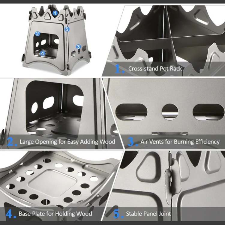 Compact Portable Wood Burning Camping Stove for Outdoor Cooking