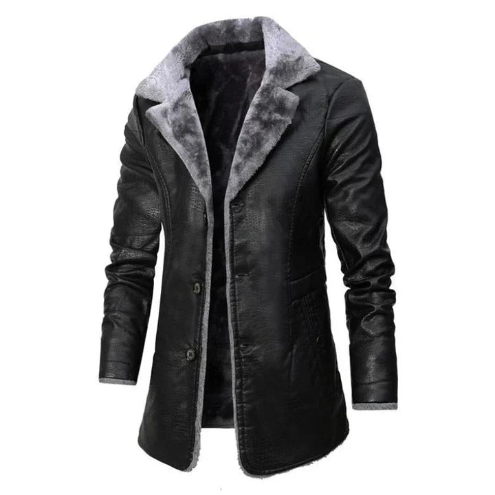 Image of Conrad | Men's Fur Collar Mid-Length Coat