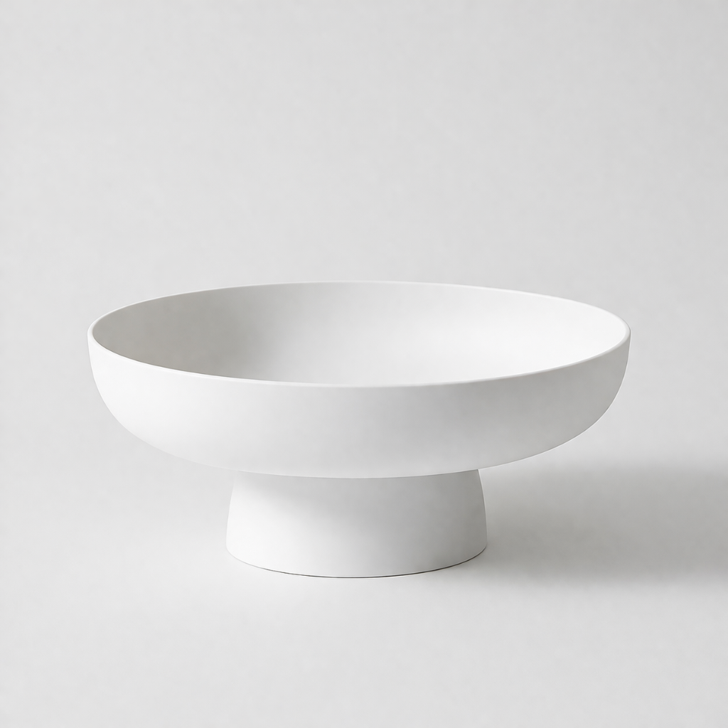 Contemporary Pedestal Fruit Bowl with Elevated Base and Wide Interior