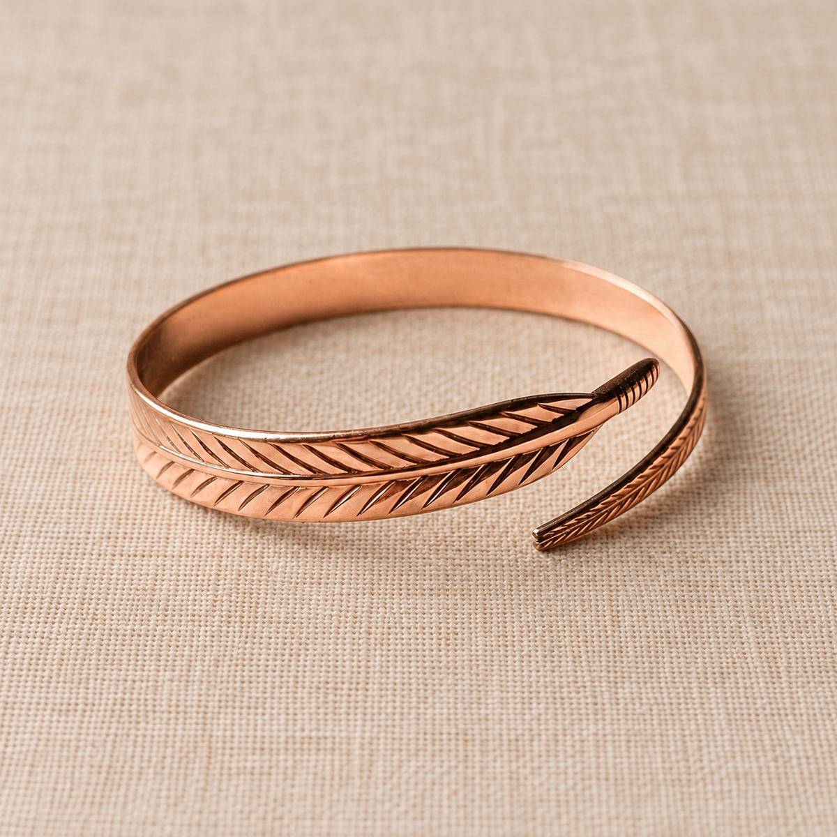 Plume Silhouette Copper Bracelet — alternate product photograph
