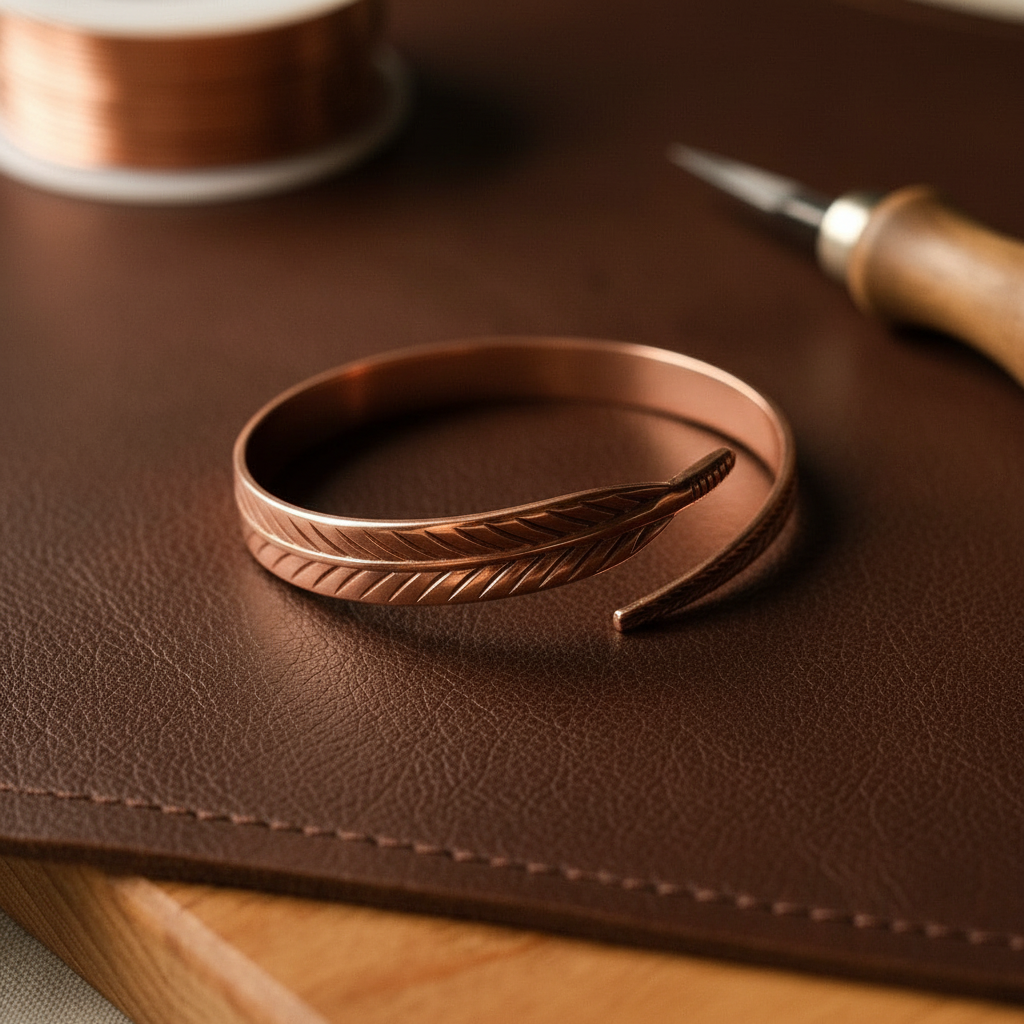 Drift Feather Copper Bracelet