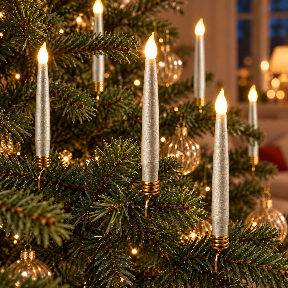 Cordless LED Christmas Tree Candles 10-Pack with Remote Control & Clips – Fits Most Candle Holders