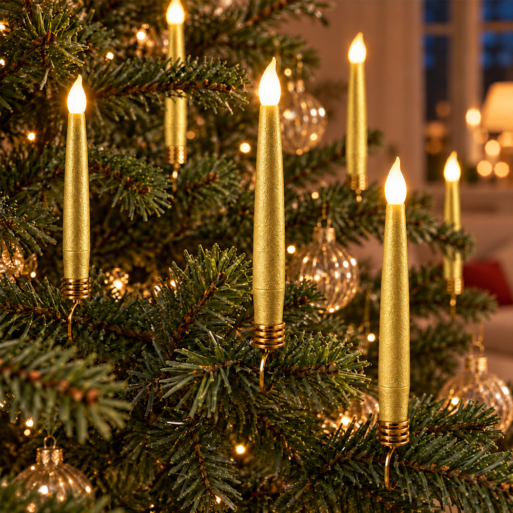Cordless LED Christmas Tree Candles 10-Pack with Remote Control & Clips – Fits Most Candle Holders