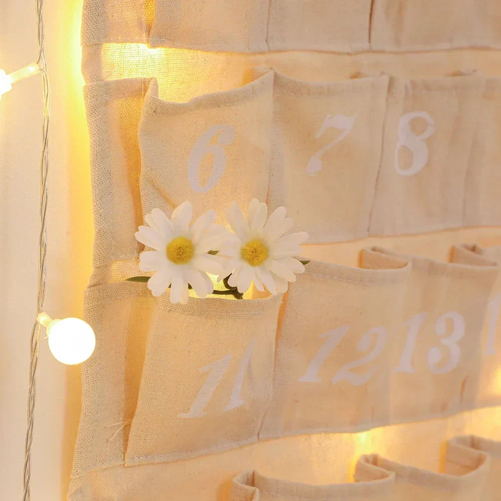 Cotton Advent Calendar with 24 Pockets – Sustainable and Reusable Christmas Decoration