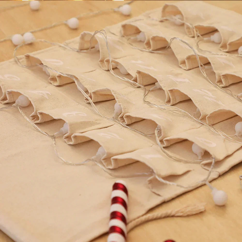 Cotton Advent Calendar with 24 Pockets – Sustainable and Reusable Christmas Decoration