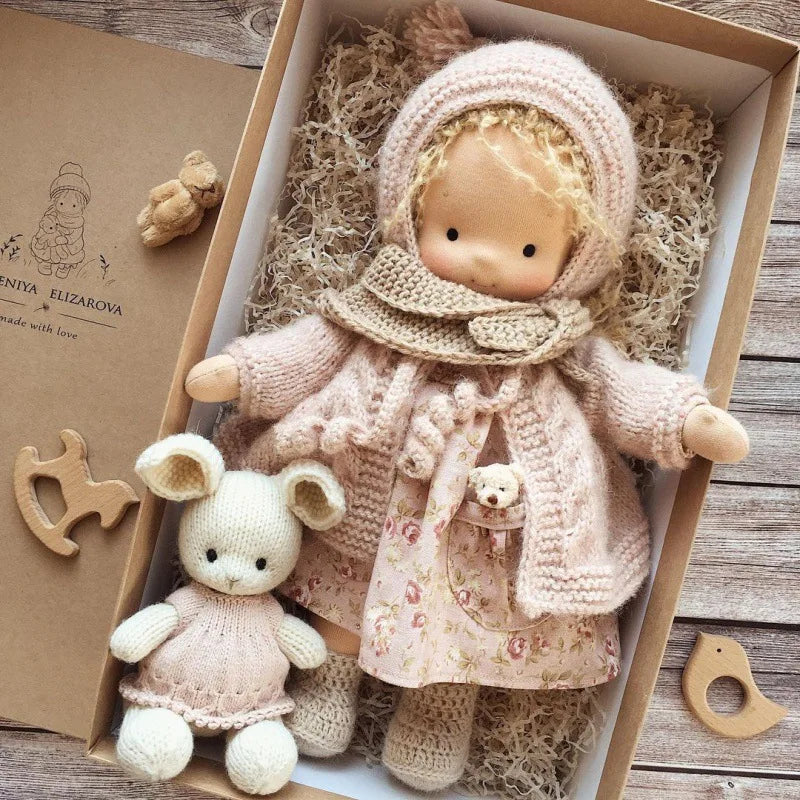 Cotton Waldorf Cuddle Toy Mila with Elegant Box