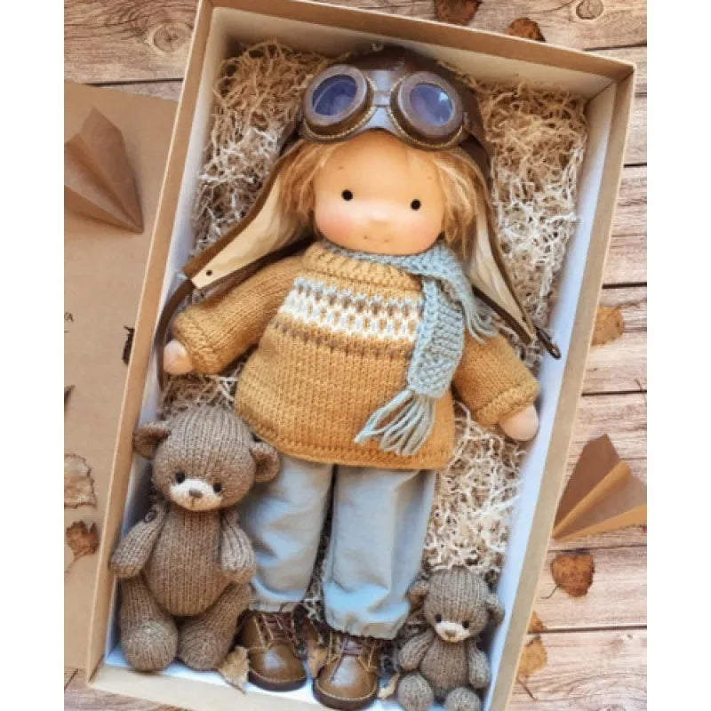 Cotton Waldorf Cuddle Toy Mila with Elegant Box