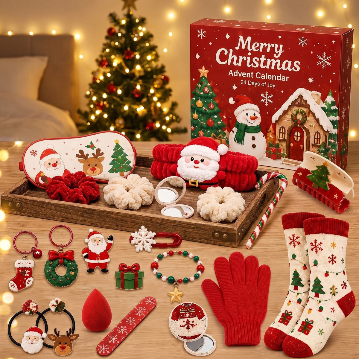 Cozy Christmas Advent Calendar, 24 Hair, Spa and Winter Gifts