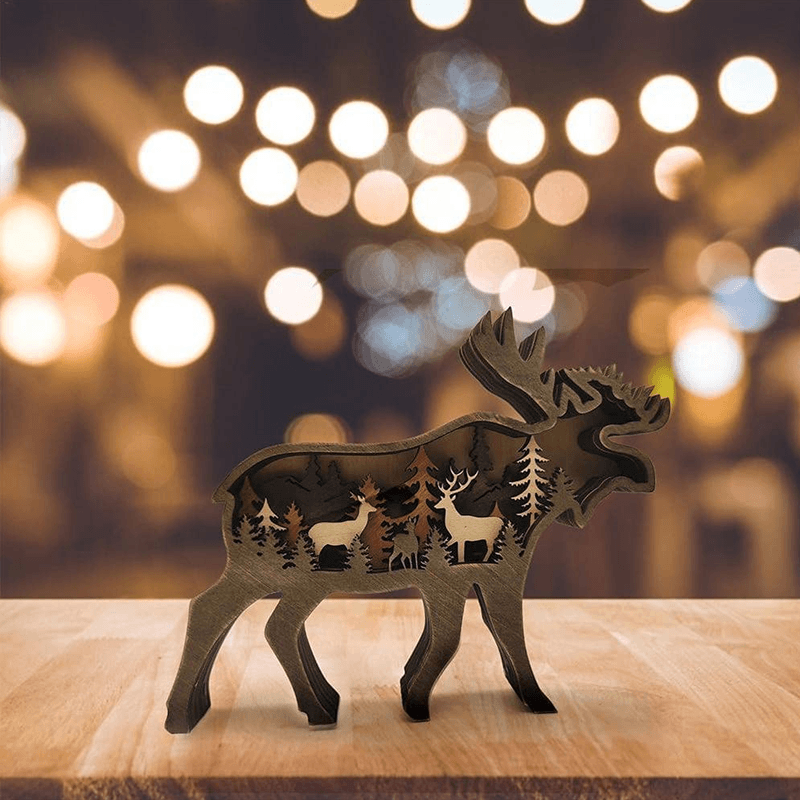 Creative Forest Animal Decoration in Wood - Handmade Wall Art