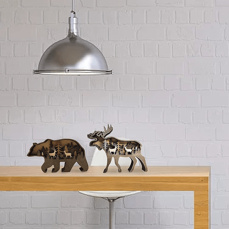 Creative Forest Animal Decoration in Wood - Handmade Wall Art